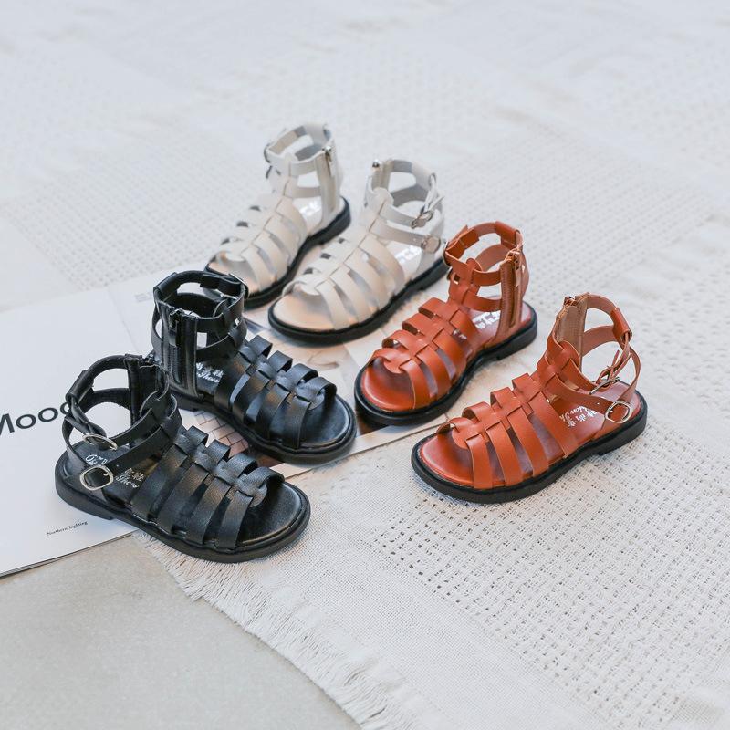 

Children's sandals boots 2021 summer new girls tall Roman sandals princess shoes older children, Black