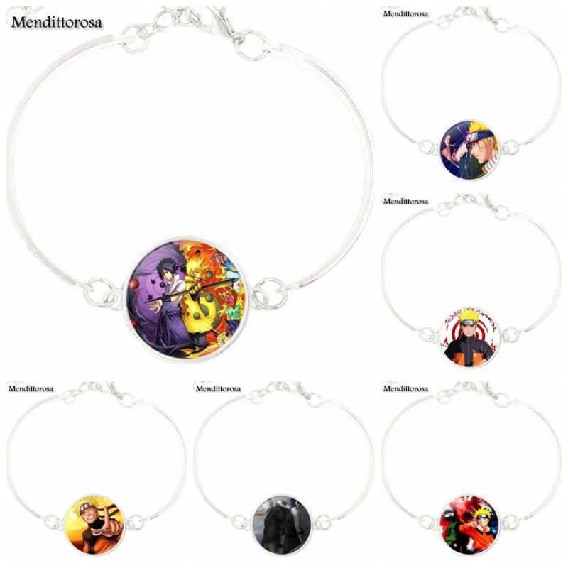 

For Women Party Gift Naruto Shippuden Sasuke Uzumaki Fashion Bracelet Bangles Glass Cabochon Chain Bracelet Bangle Vintage