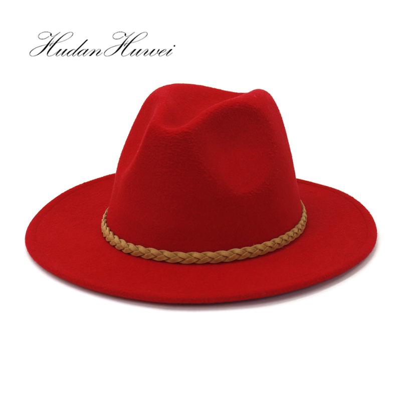 

Wide Brim Hats 2021 Sell Autumn Winter British Style Men Women Jazz Panama Woolen Fedora Hat Broad-Brimmed Party Caps, White