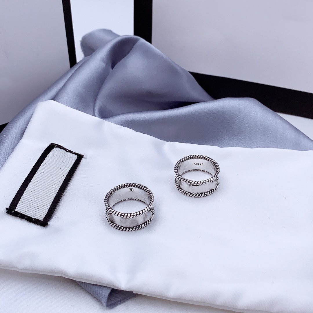 

Letter Interweaving Pattern Ring 925 Sterling Silver Ring Old Carved Rough Lace Ring Simple and Versatile Fashion Jewelry