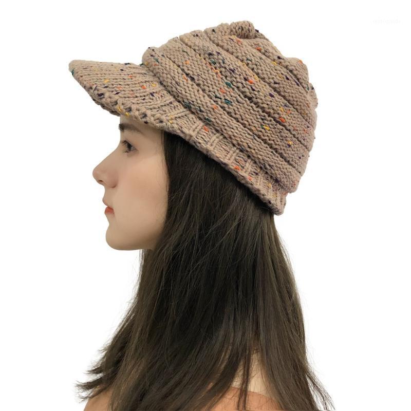 

Winter Hats For Women Solid Color Knitted Thick Warm Multicolor Stitching Outdoor Plush Hats Crochet Knit Beanie Cap Peaked Cap1, White