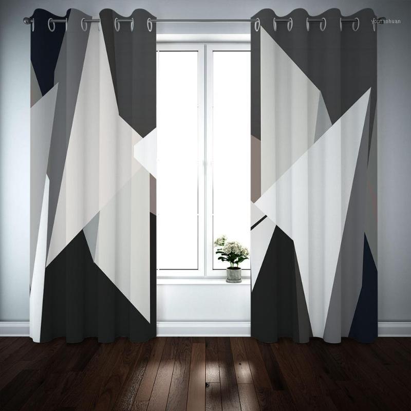 

Curtain & Drapes Black And White Blackout Curtains Modern Fashion For Living Room Bedroom Window Treatment1, As pic
