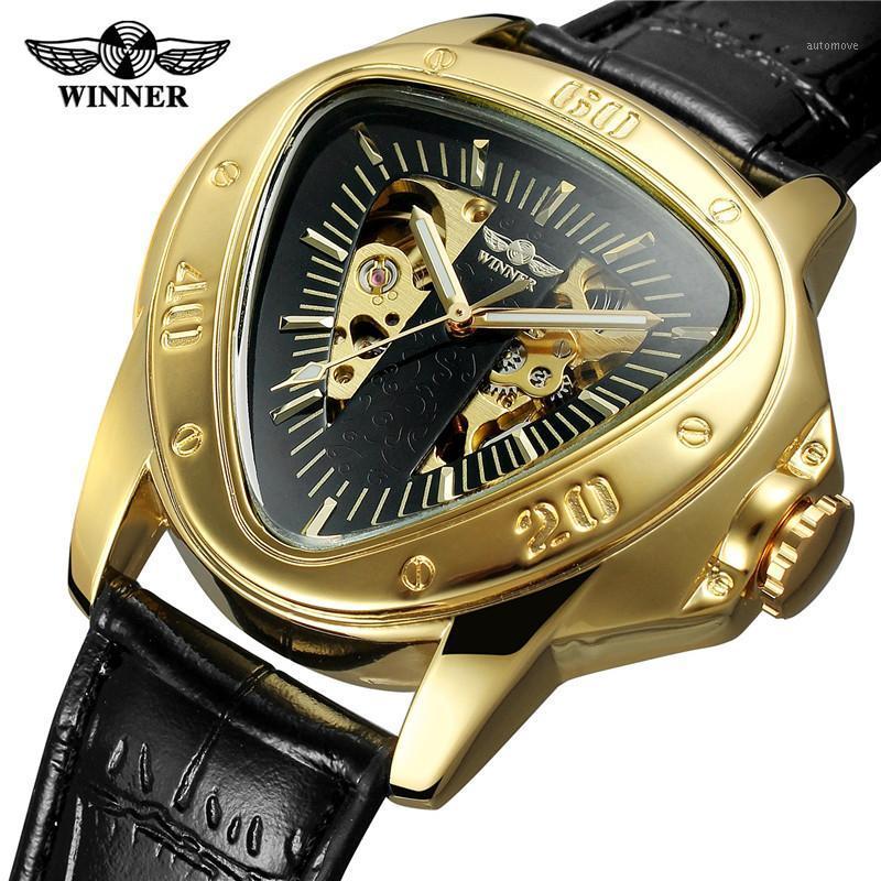 

WINNER Automatic Mechanical Men Wristwatch Sport Male Clock Top Leather Skeleton Waterproof Man Watch 0161, Wr01607 without box