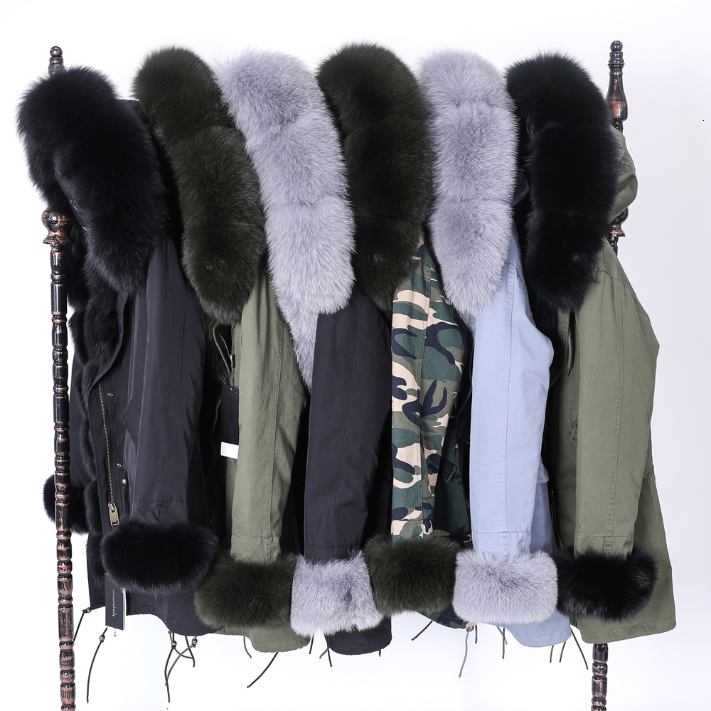 

2021 New Real Winter Fox Skin Collar Down Jacket Female Parka Long Coat BZGC, 06