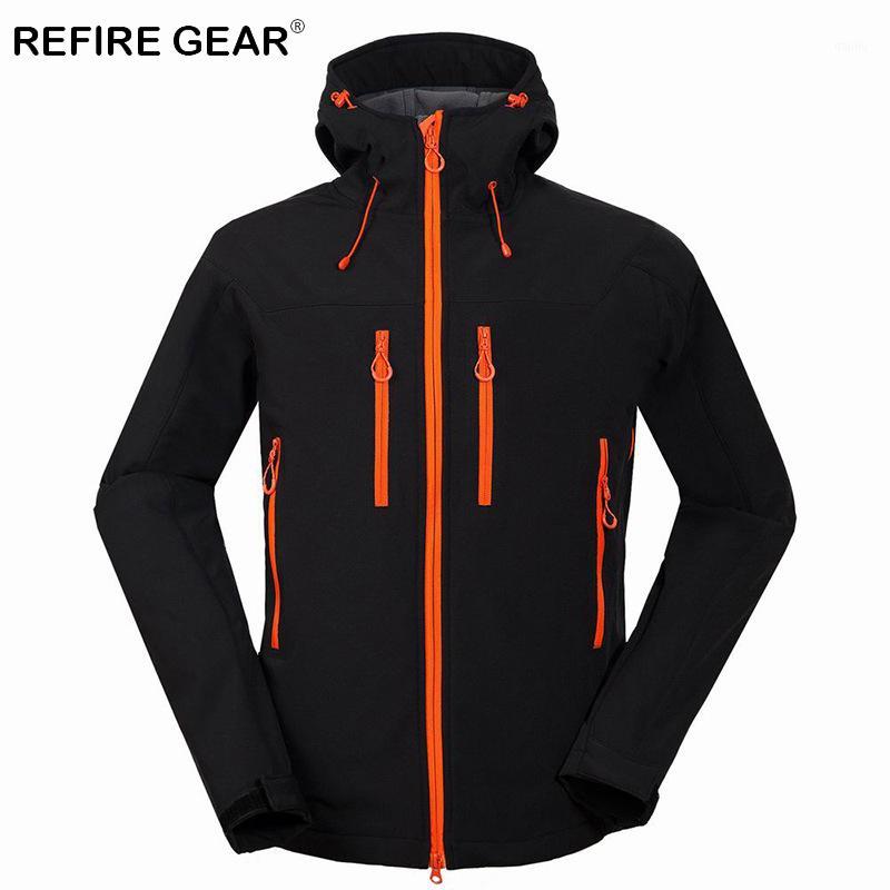 

ReFire Gear New Soft Shell Outdoor Camping Jacket Men Waterproof Windproof Fleece Hiking Jacket Male Winter Thermal Sport1, Man-blue