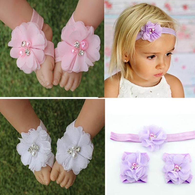 

Chiffon Baby Headbands&Shoes Set For Girls Handmade Elastic Flower Solid Baby Headwear Headband Newborn Infant Hair Accessories1