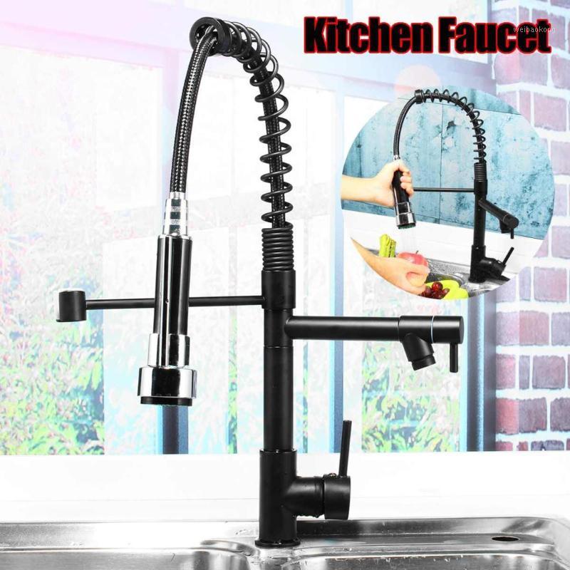 

Black Spring Pull Out 360 Rotation Kitchen Faucet Water Tap Handheld Dual Spout Kitchen Water Outlet Mixer Taps Side Sprayer1