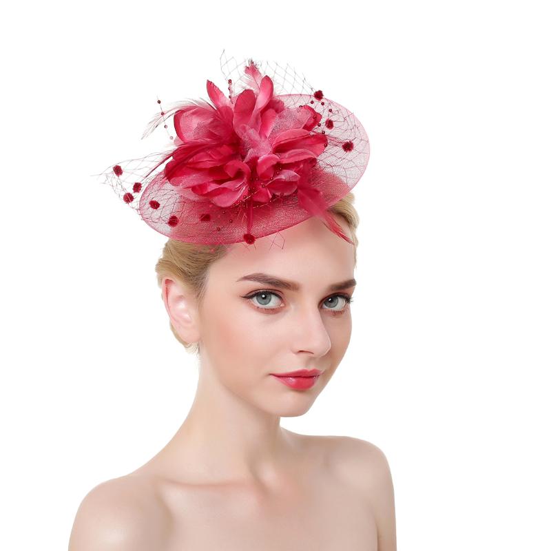 

Female Headwear Solid Color Feathers Headdress Flower Hairpin Hair Accessories for Women