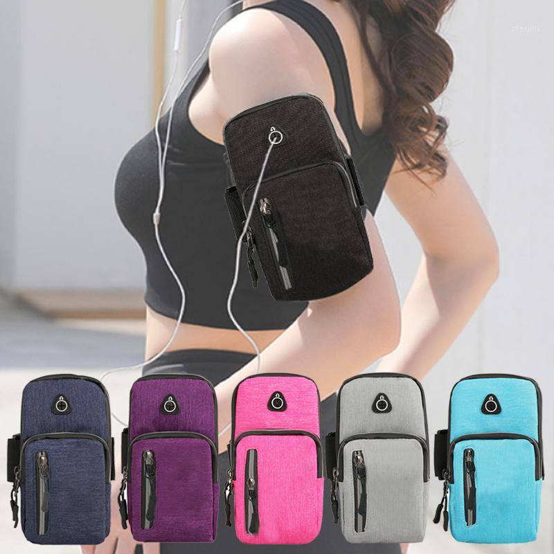 

Simple Style Running Men Women Arm Bags for Phone Money Keys Outdoor Sports Arm Package Bag with Headset Hole1, Black