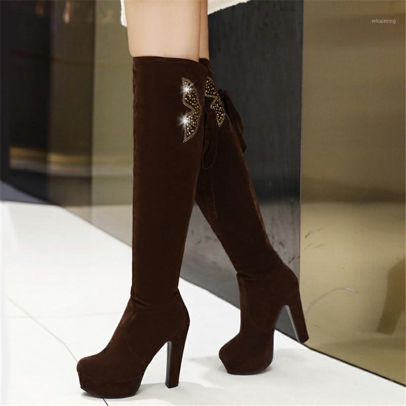 

Brand New Big Size 43 Mature Platform High Heels Office Lady Over The Knee Boots Stylish Winter Shoes Boots Women1, Brown