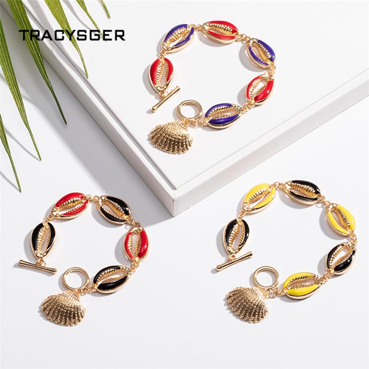 

AH-SL84801 /TRACYSGER/ new fashion individual beach shell sea snail colour enamel bracelet