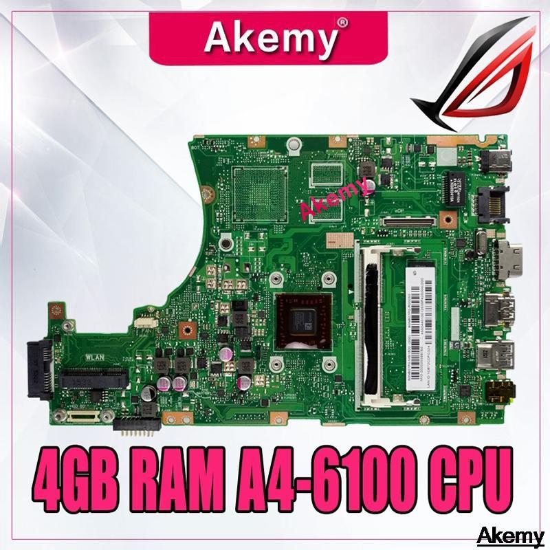 

X455WA laptop motherboard For Asus X455W X455WE X455WA X454W X454WA Mainboard 100% test 4GB RAM A4-6100 CPU1