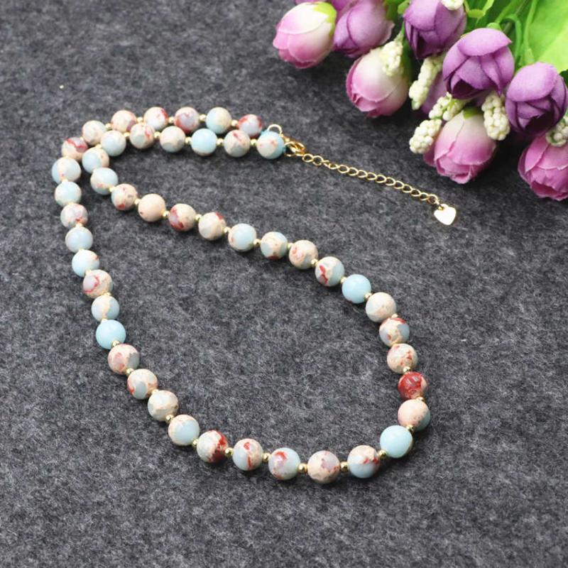 

Trendy Fashion Strand Neckalce Vintage Design Handmade Imperial Stone Round Beaded Necklaces Yoga Chain Jewelry Gift 18" B220