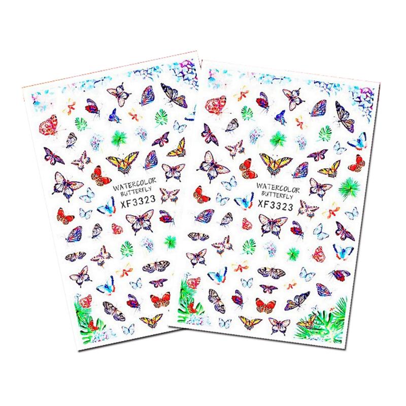 

1 Sheet Nail Art Sticker Adhesive Gradient Color Nail Transfer Decal Decoration Flower Butterfly DIY Design Tool, 25