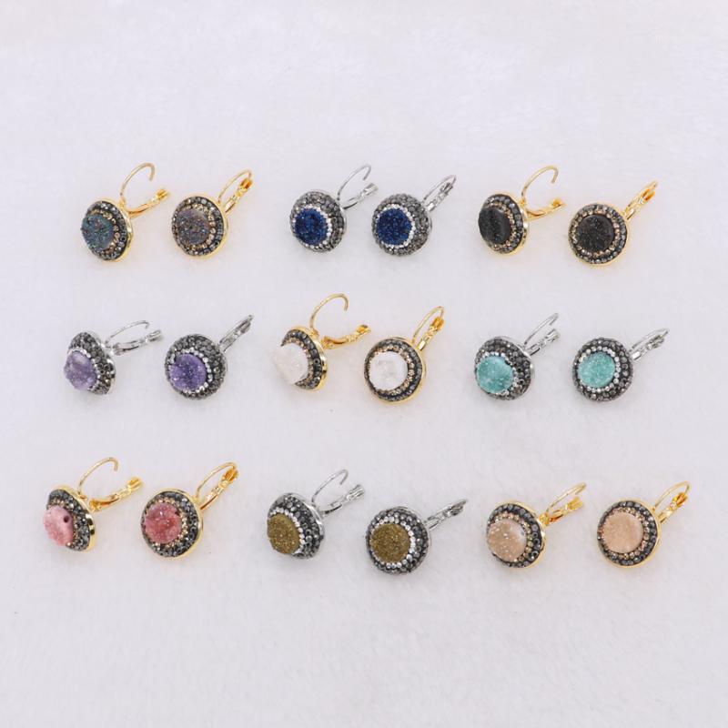 

Natural druzy earrings multi color druzy stud earrings wholesale jewelry gem jewelry for women 12151
