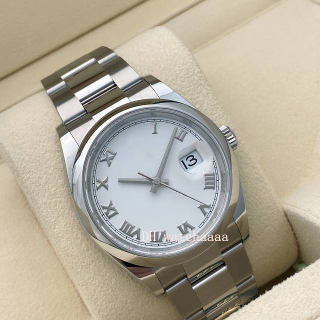 

36 Stainless Steel White Numeral Dial Bracelet Watch 126200 Roman Index Automatic Men's Watch