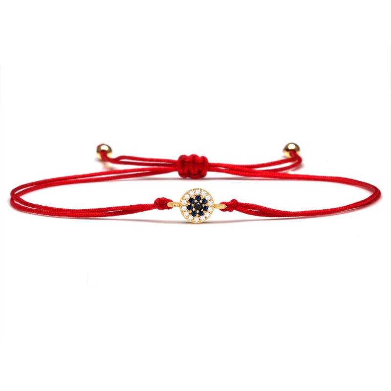 

Winter Female Classic Fashion White Blue Black Cubic Zirconia Stones Round Evil Eye Charm Bracelet Women CZ Red String Jewelry