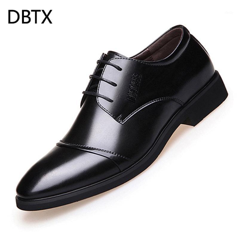 

DBTX men dress shoes formal business work soft Office patent leather pointed toe for men's male oxford flats Derby Zapatos 6171, Black