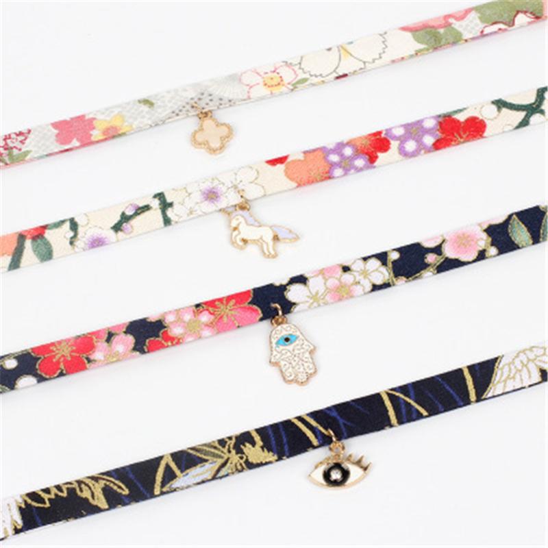 

Japan Fabric Printed Cat Hands Summer Girls Woman Choker Vintage Clavicular Chain Short Necklace Jewelry-YY