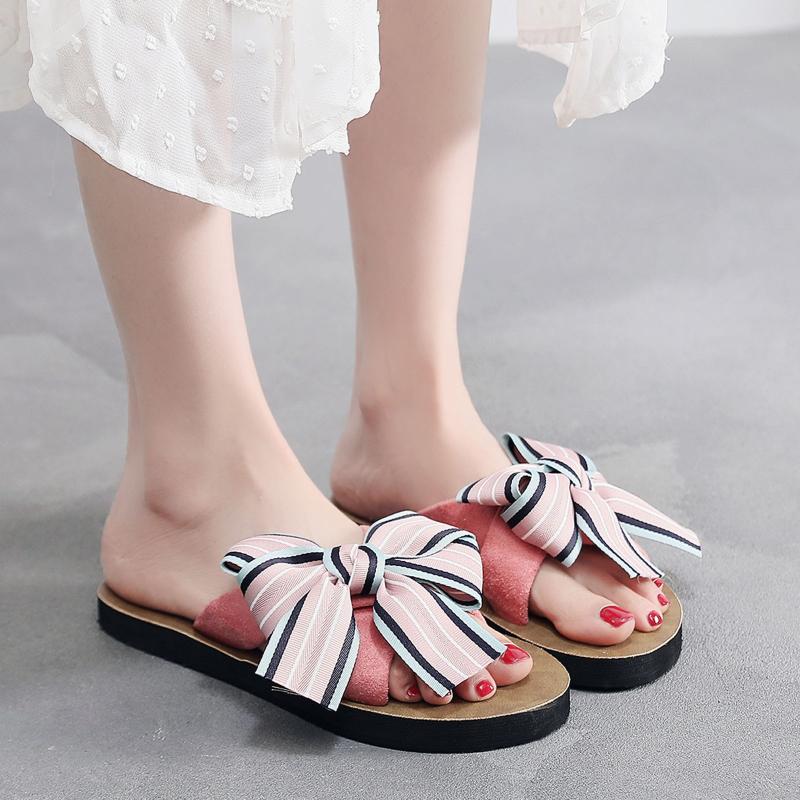 

2021 Fashion Butterfly-knot Cloth Women's Slippers Rhinestone Decorate Woman Slippers Luxury Design Indoor Slides For Female#4, Black