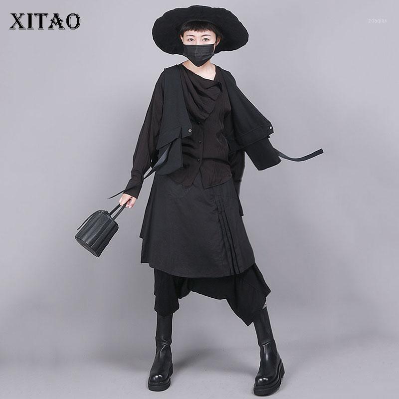 

XITAO 2020 Spring Vest New Arrival Women Damp V Neck Solid Color Minimalism Fashion Personality Short payment Vest DMY35791, Black vest dmy3579