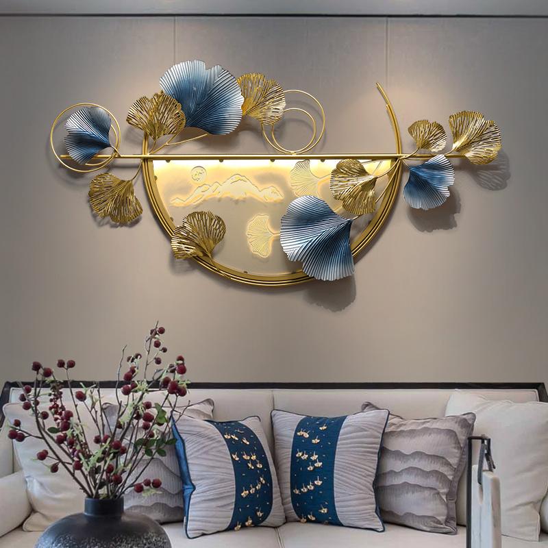 

New Chinese style ginkgo biloba personalized wall pendant fashion luxury living room bedroom wrought iron wall decoration
