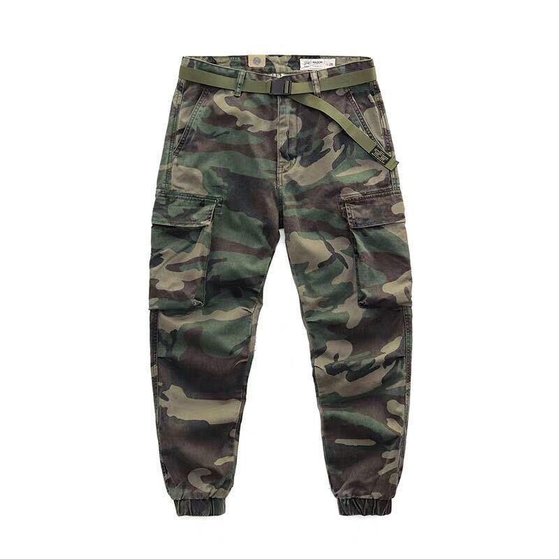 

2020 Harajuku Men Streetwear Pockets Cargo Pants Men Camouflage Casual Jogger Fashion Trousers Harem Joggers, Green camo