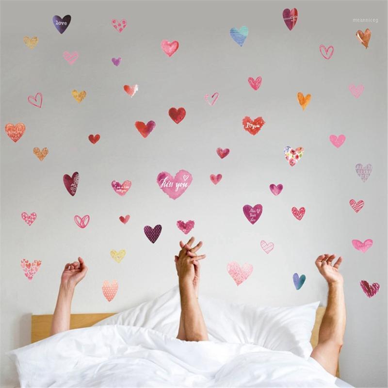 

2019 High Quality Romantic Valentine's Day Wall Sticker Removable Love Hearts Decal Home Decor Support Wholesale Dropshipping1
