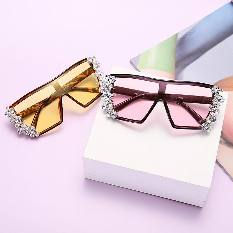 

Sunglasses Oversized Diamond Ladies 2021 Spring Luxury Fashion Leopard Print Gradient Color Retro Punk Glasses UV400