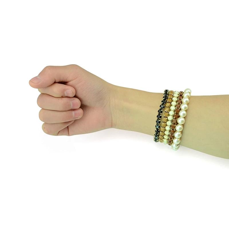 

Link, Chain 5pcs/set Fashion Acrylic Beaded Strand Bracelets For Women Jewelry Charm Pearl Elastic Bridal Ethnic Party Gift