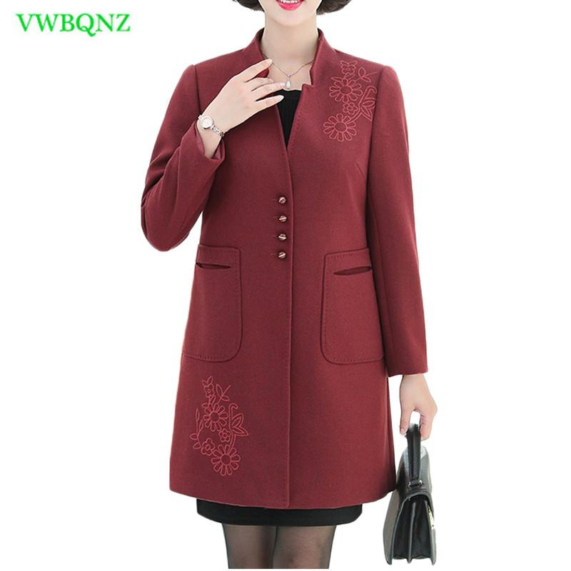 

New Winter Women Elegant Blend Peacoat Woollen Jacket Woman Fashion Printing Wool coat Female Plus size V-neck Outerwear 4XL 883, Purple