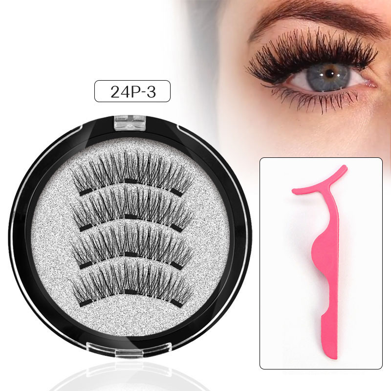 

Genailish Magnetic eyelashes Natural False Eyelash Handmade Eye Lashes Extension 6D magnet lashes with 3 tiny magnets 24P-3-T