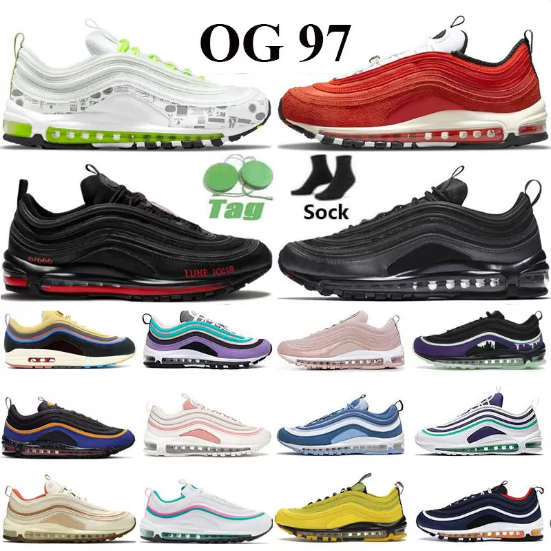 

New Men Women 97 running Shoes for basketball trainers Mschf Lil Nas x Satan Jesus Triple White Reflective Bred Red Leopard Sail outdoor sports Trainer sneakers 36-45
