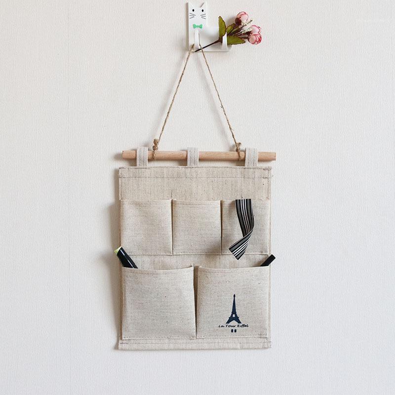 

Simple Storage Hanging Bag Cotton Linen Cloth Storage Bags Hanging Wall Door Sundries Organizer Dormitory Decor Bags 1PC1, Maotouying