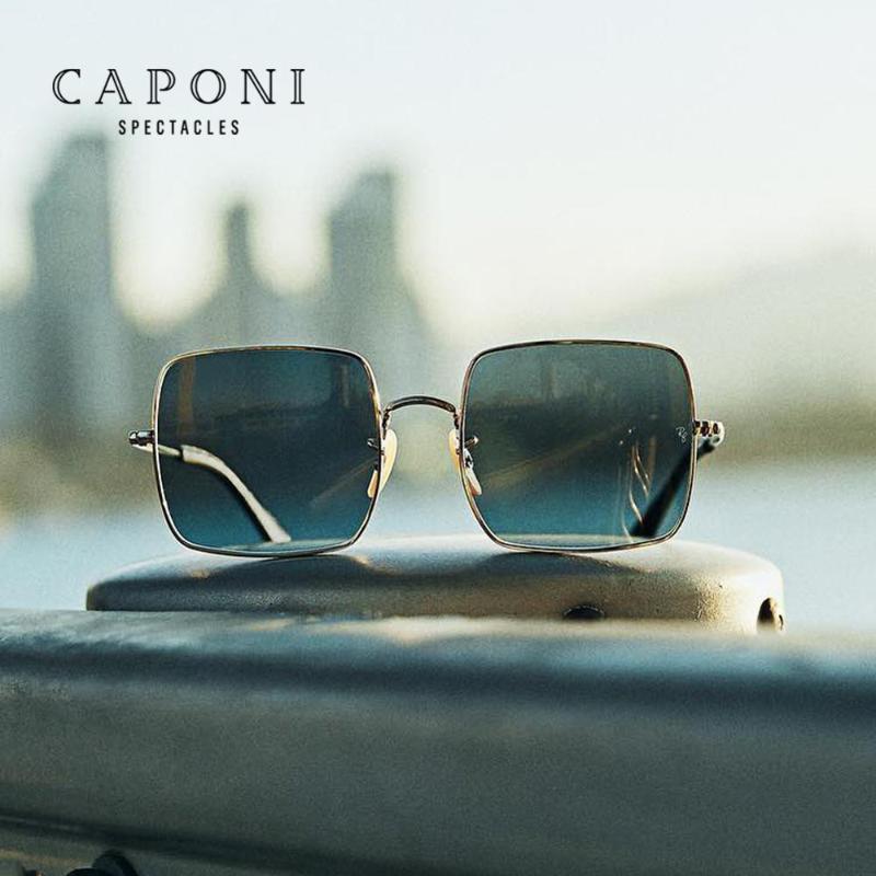 

CAPONI Brand Fashion Sunglasses Women New Design Eyewear Square Style Color Lenses Polarized Sun Glasses For Men CP19711