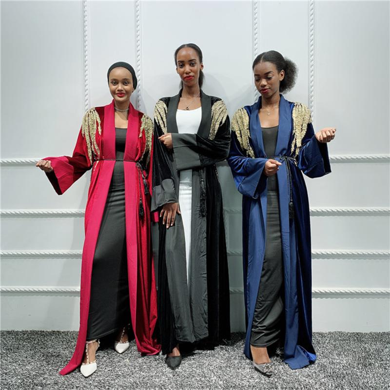 

Open Velvet Abaya Kimono Cardigan Muslim Hijab Dress Abayas For Women Robe Femme Kaftan Dubai Caftan Oman Qatar Islamic Clothing