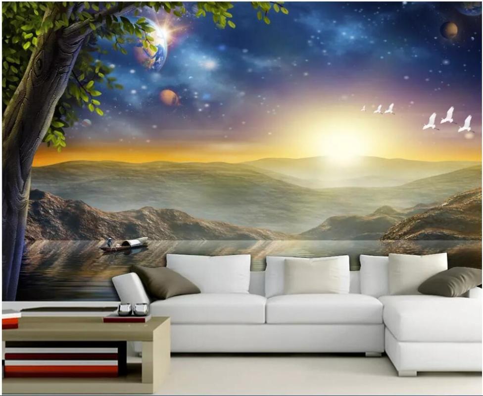 

3d wallpaper custom photo mural Starry Wonderland Living Room landscape TV background home decor wallpaper for walls 3 d, As pic