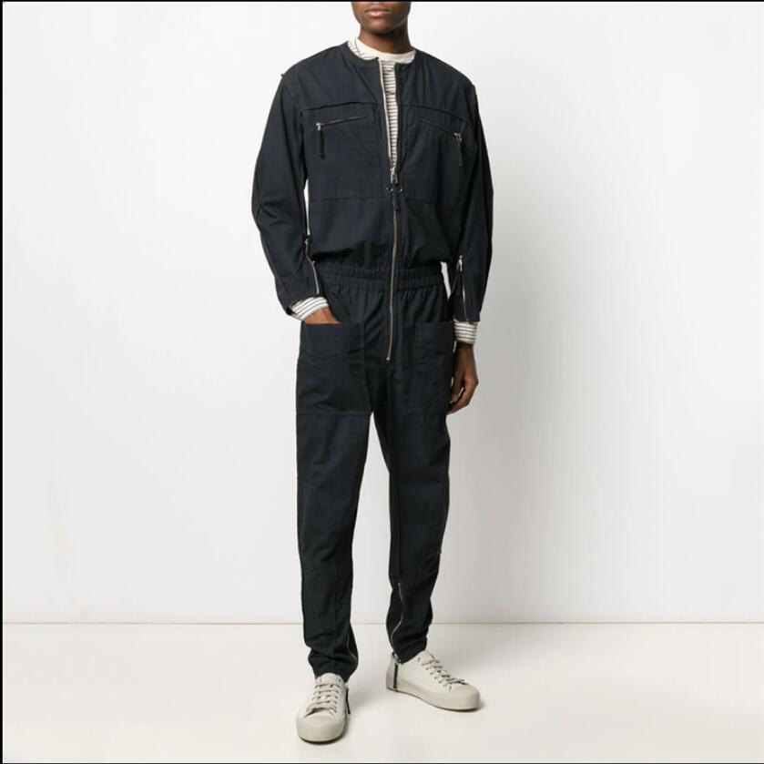 

2020 Made for Custom Men Fashionable New European and American Slacks Loose, Personality Overalls, Pants Decoration. 03bf, Black