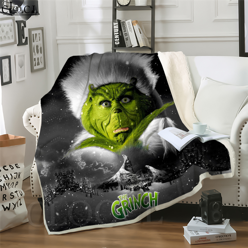 

CLOOCL New Movie Grinch Stole Christ The Grinch 3D Print Casual Style Conditioning Blanket Sofa Teens Bedding Throw Blankets Plush Quilt