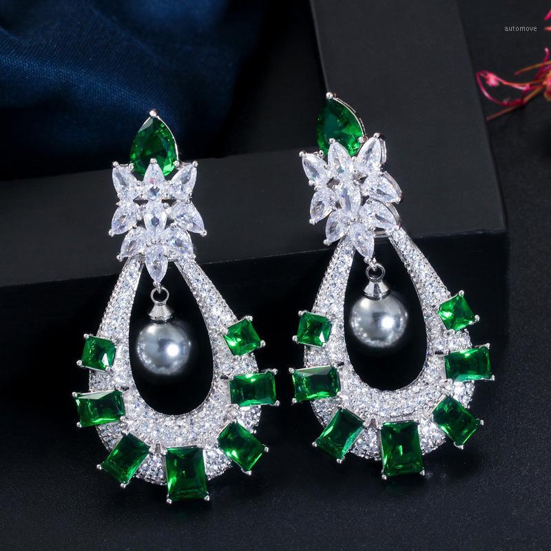 

green high quality cz drop earring for women for wedding bridal1