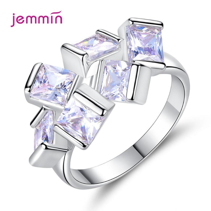 

Novel Shape Crystal Round Finger Rings For Women Genuine 925 Sterling Silver Rings New Fashion Jewelry Birthday Wedding Gift