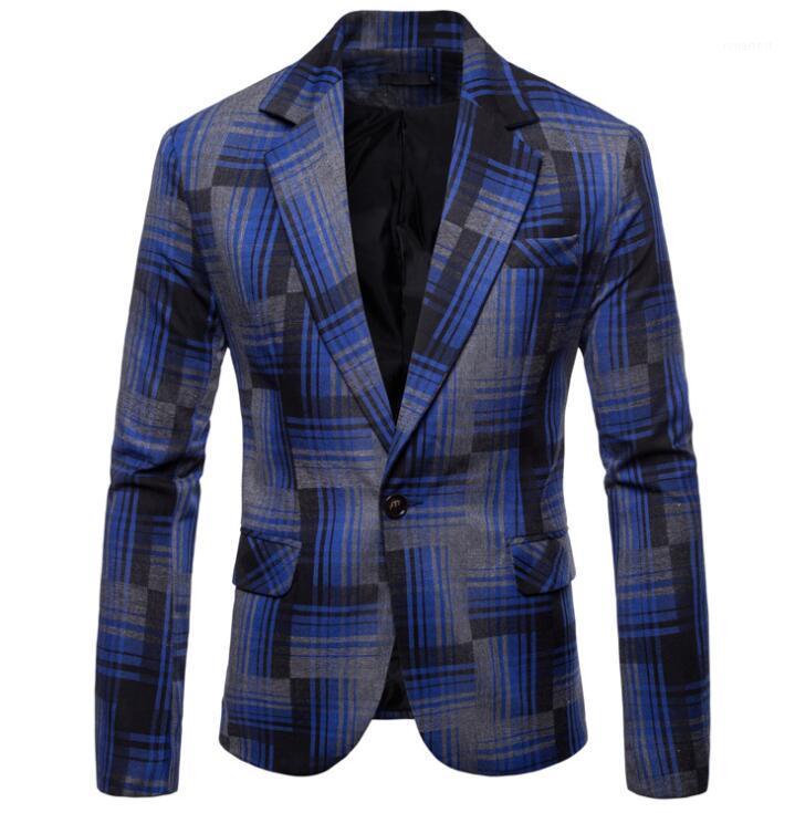 

Men's Suits & Blazers Leisure Lattice Men Blazer Masculino Slim Fit Casaco Jaqueta Masculina Coats Mens Jacket Yellow Blue Black1, Black