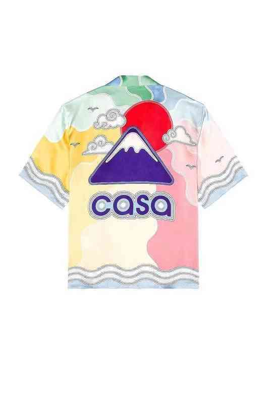 

Casablanca 22ss designer shirts Masao San print mens casual shirt womens loose silk -shirt short sleeves luxury t-shirt high quality tees 6AK0, As shown on figure