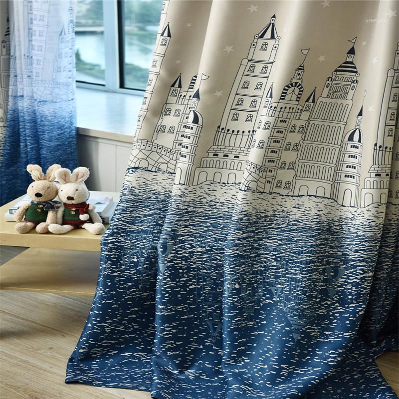 

Water Castle Contemporary Contracted Rustic Blackout Curtain Cloth Voile Tulle Sitting Room Bedroom Shading Kids Curtains1, Style1 voile tulle