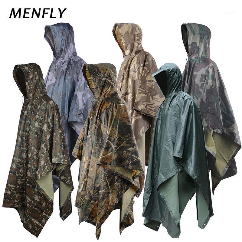 

MENFLY PVC Camouflage Jungle Adventure Poncho Raincoat Outdoor Sports Army Fan Camouflage Rain Coats Fishing Jacket1, Green