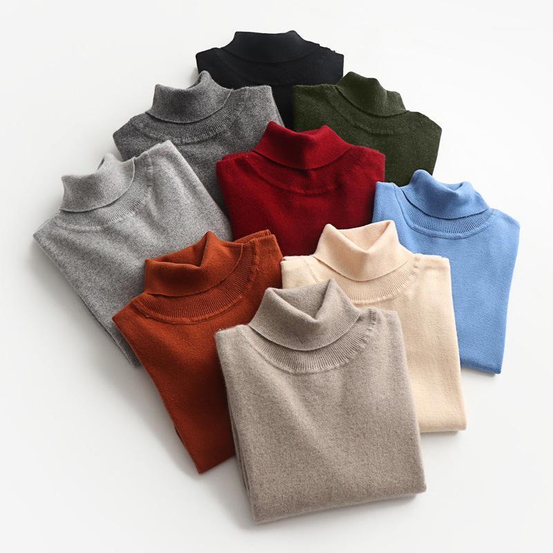 

2020 New Turtleneck Warm Collar Slim Sweater Autumn Winter Pullover Round-Neck Men Jumper Male Knitwear Solid Color Casual Brand1, Light gray