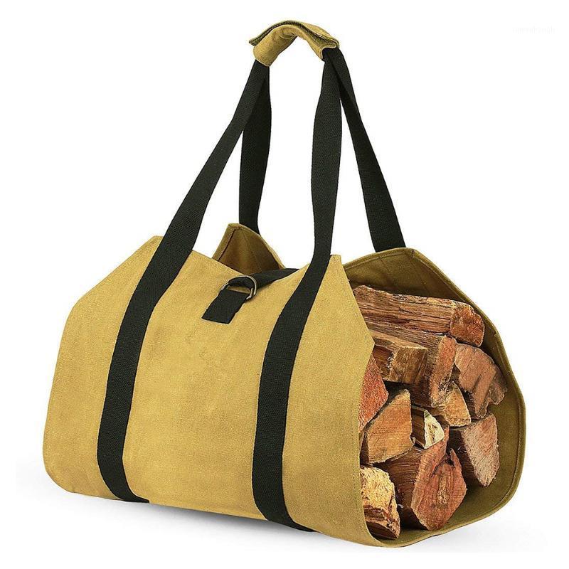 

Waterproof Large Capacity Camping Picnic Outdoor Firewood Bag Durable Canvas Firewood Match Carrier Storage Tote Bag1, Yellow color