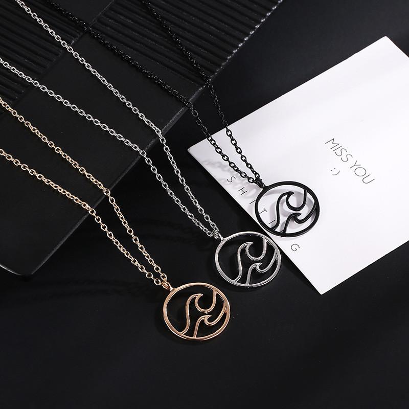

Hot sale Fashion Round Beach Nautical Surfing Waves Pendant Necklace for Women Ocean Life Jewelry Gifts