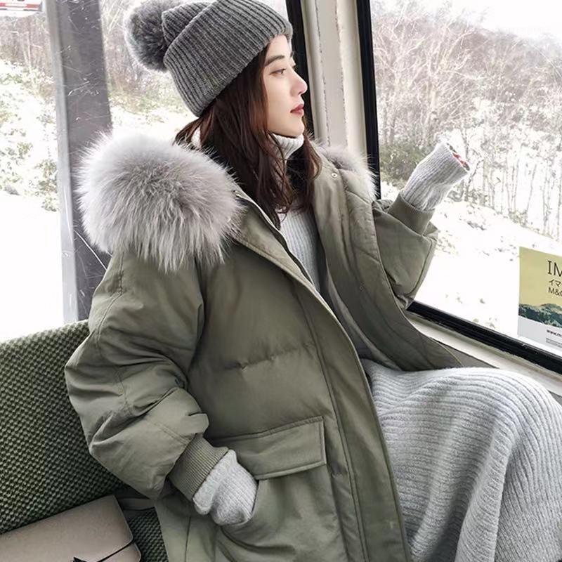 

2020 New Women' Long Winter Coat Hooded Faux Fur Collar Parkas Thick Warm Casual Solid Black Female Stylish Outwear1, Beige