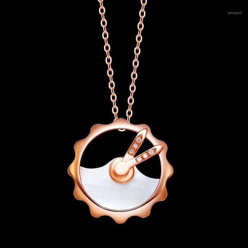 

Other 18K Gold Real Diamond Women Pendant Necklaces Round Clock White Opal Wedding Party Engagement Anniversary Birthday1